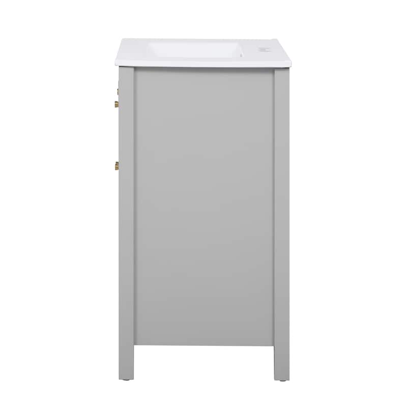 Roomfitters 30" Vanity with Ceramic Sink, Freestanding Cabinet with Soft Closing Doors, Modern Bathroom Design, Grey