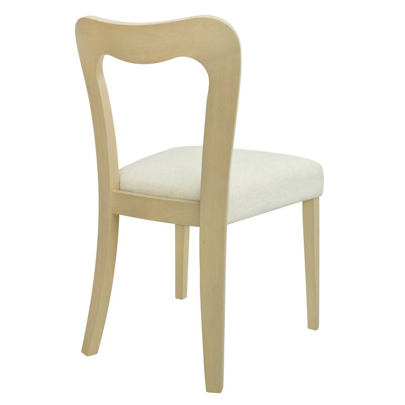 Set of 2 Modern Dining Chairs with Rubberwood Frame and Upholstered Seats - Open Back Armless Design