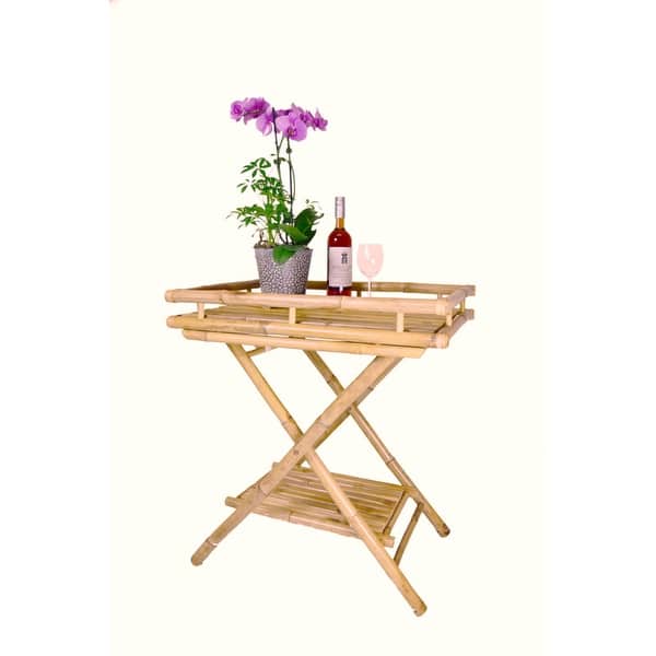 Bamboo Butler Table With Removable Serving Tray - Green - Bed Bath & Beyond  - 27659900