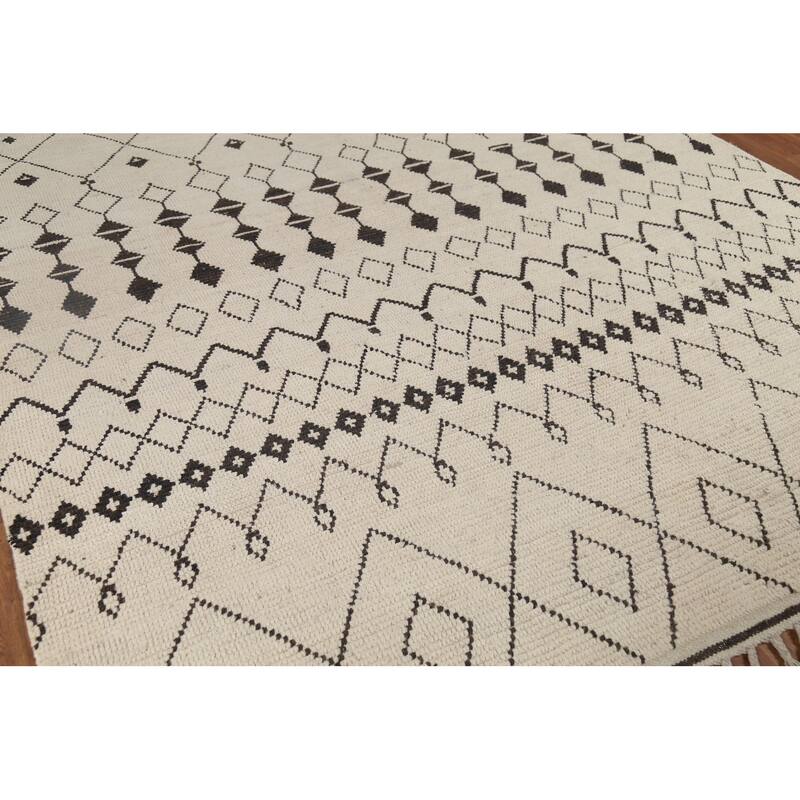 Trellis Moroccan Area Rug Hand-Knotted Wool Carpet - 7'11"x 10'9"