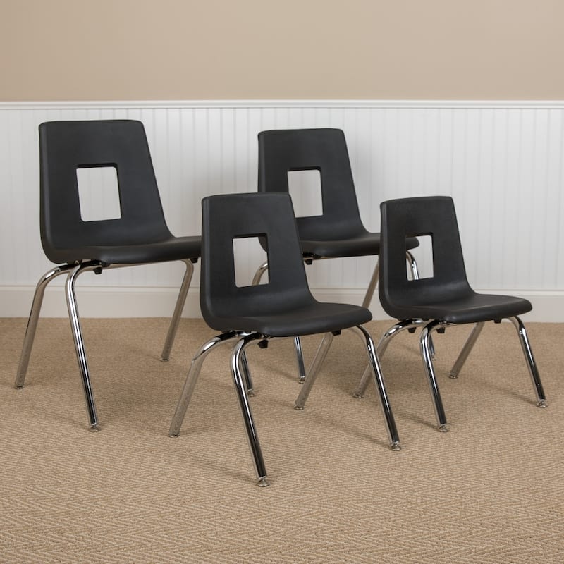 Student Stack Chair 18"H Seat - Classroom Chair for Middle-High-Adults - Black
