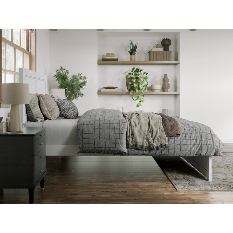 Platform Bed with Footboard - Allure Design, USB Charger, Modern Bedroom Furniture