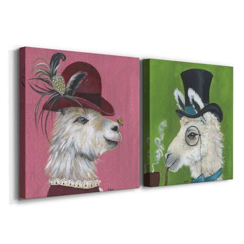 Llama and Bee-Premium Gallery Wrapped Canvas - Ready to Hang