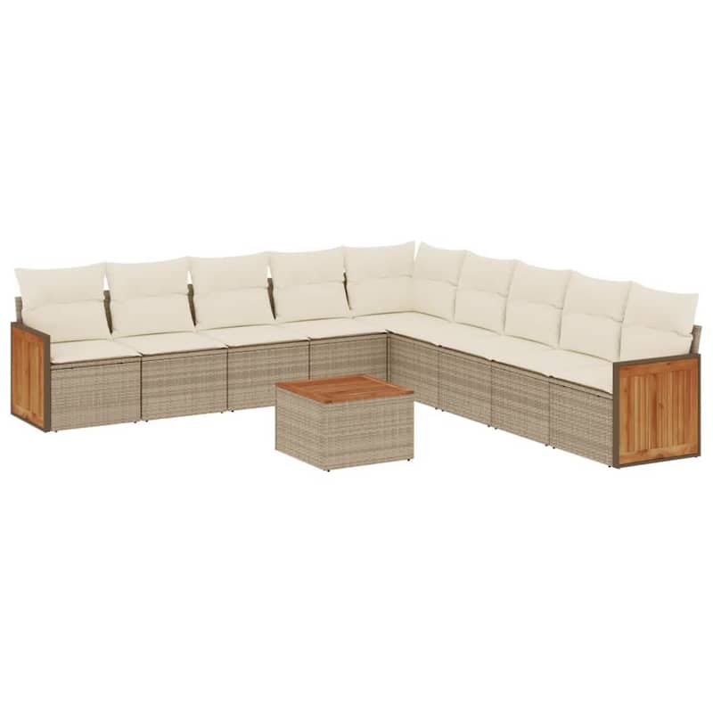 vidaXL Patio Sofa Set with Cushions Outdoor Conversation Furniture Poly Rattan