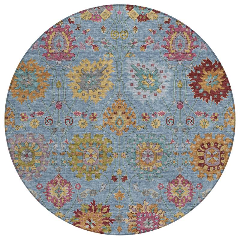 Machine Washable Indoor/ Outdoor Traditional Kashan Chantille Rug