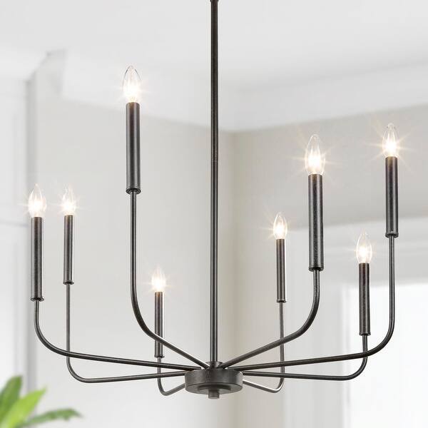 Modern Farmhouse Black 8Light Chandelier Transitional Metal Dining