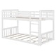 preview thumbnail 8 of 26, Twin Over Twin Floor Bunk Bed with Ladder, Solid Wood Bunk Bed Frame with Full-Length Guardrail, Detachable into 2 Separate Beds
