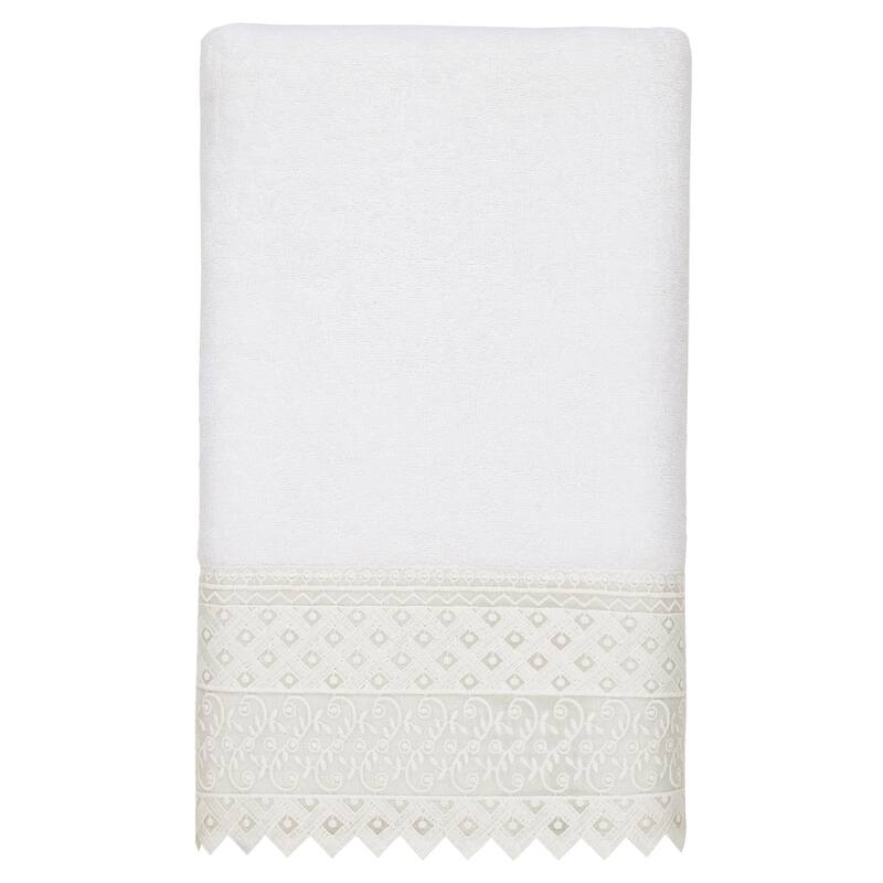 Authentic Hotel and Spa 100% Turkish Cotton Aiden 3PC White Lace Embellished Towel Set