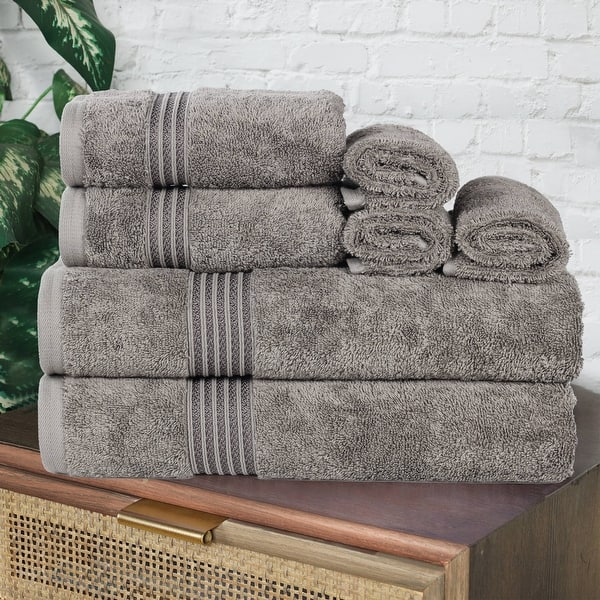 Superior Heritage Egyptian Cotton Absorbent 8-Piece Towel Set - Charcoal