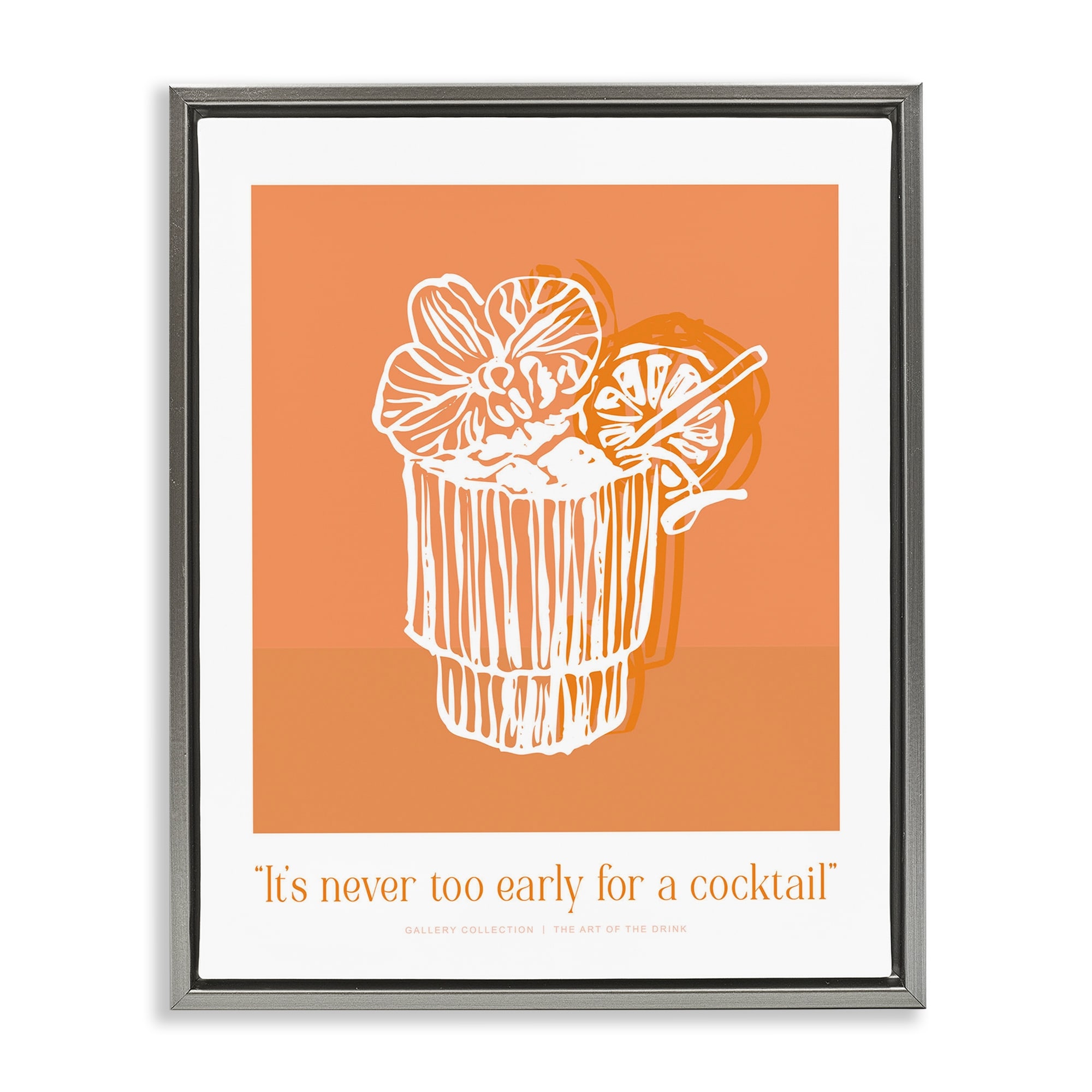Stupell Never Too Early For Cocktail Framed Floater Canvas Wall Art Design By Lettered and Lined
