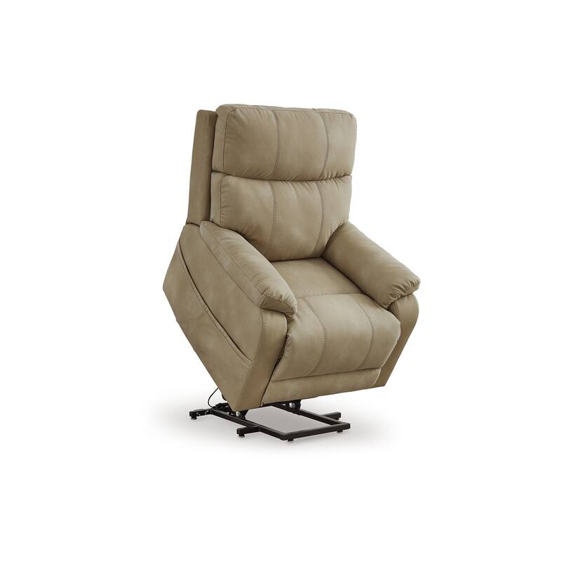 Corbin Power Lift Recliner Chair, Sand Faux Leather, Pillow Top Arms
