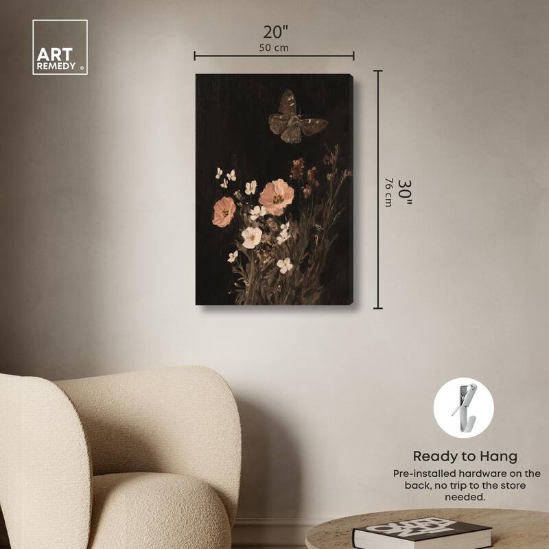 Poppy and Moth I Canvas by Art Remedy, Gallery Wrapped