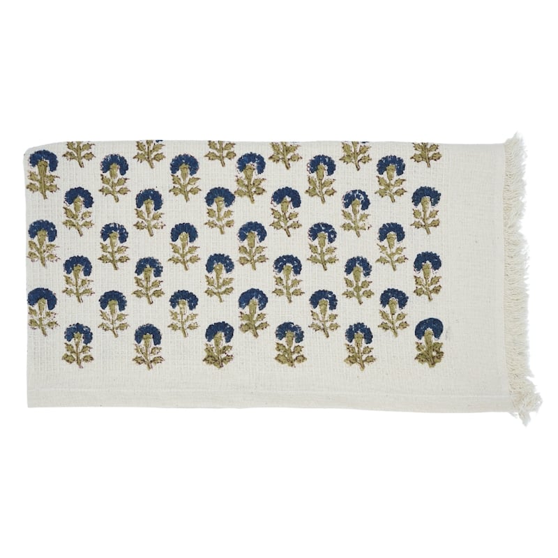 Fabdivine Handmade Floral Block Print Kitchen or Bath Room Hand Towels Home or Office Accent