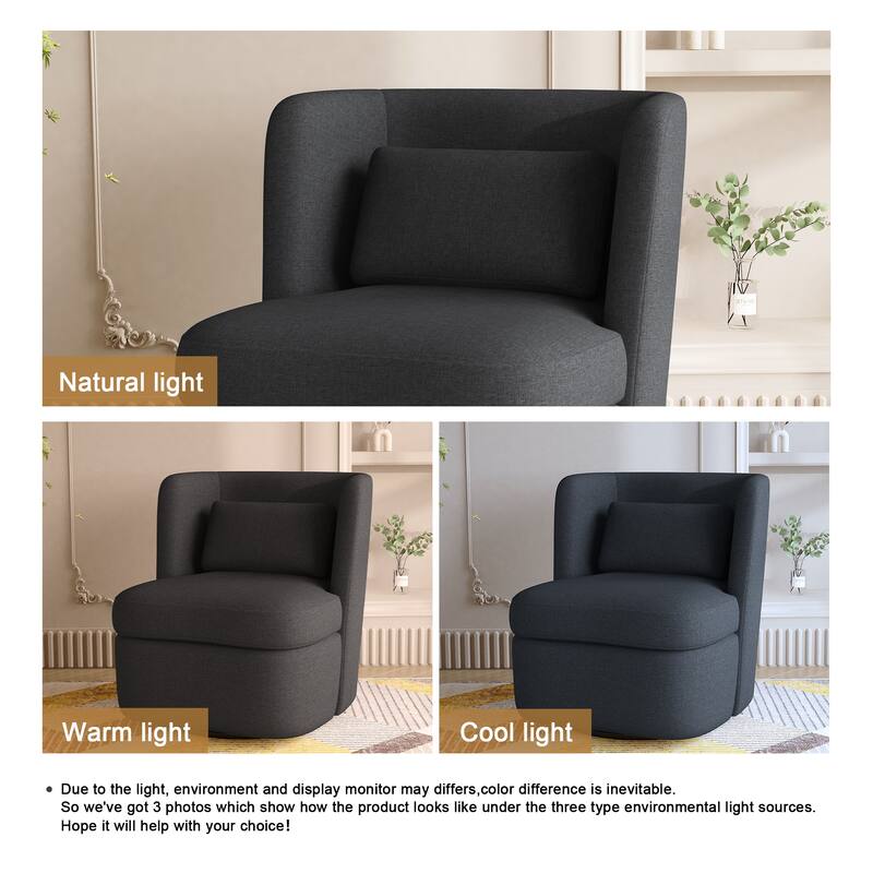 Boucle 360 degree Accent Swivel Barrel Chair