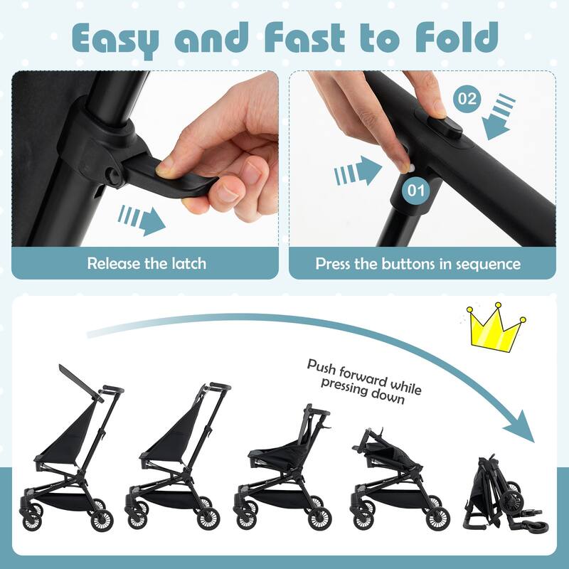 Gymax Lightweight Baby Stroller Compact & Airplane-Friendly Travel