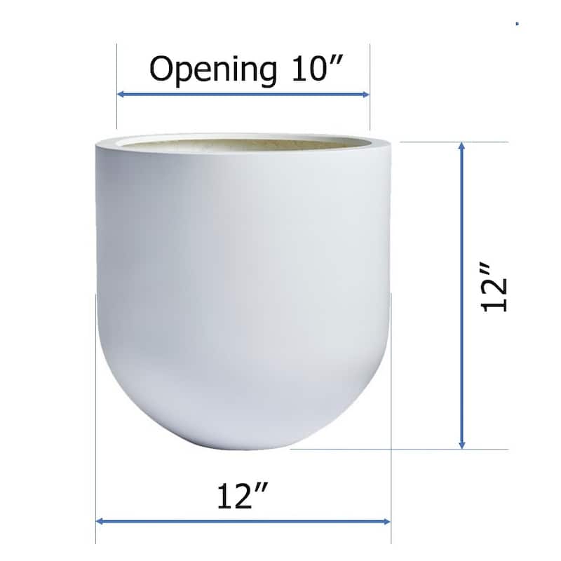 DreamPatio Santa Rosa Fiberstone Planter for Indoor/Outdoor - 12x12x12 - White