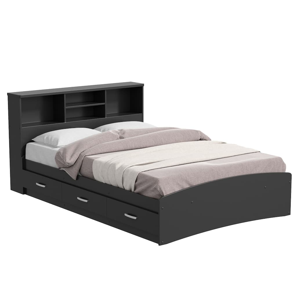 Tahoe Queen Bed with Footboard, Slat Support, and Espresso Finish for Modern and Functional Bedroom Decor