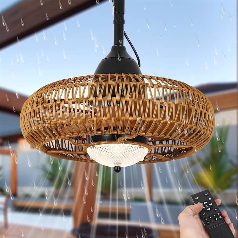 Outdoor Ceiling Fan with Light and Remote Control