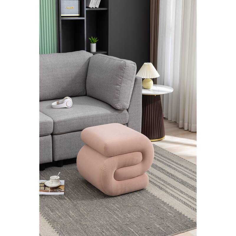 Modern S-shape Fabric Ottoman Makeup Stool Footstool