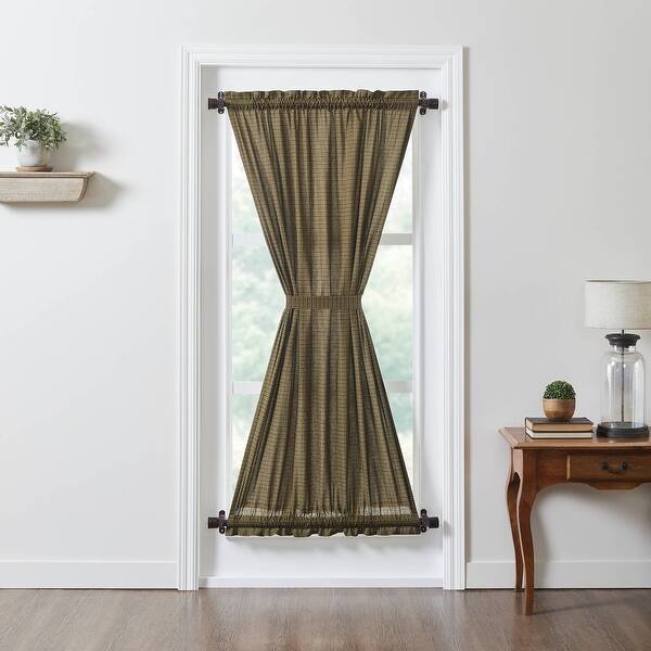 slide 2 of 5, Tea Cabin Green Plaid Door Panel 72x40 Moss Green