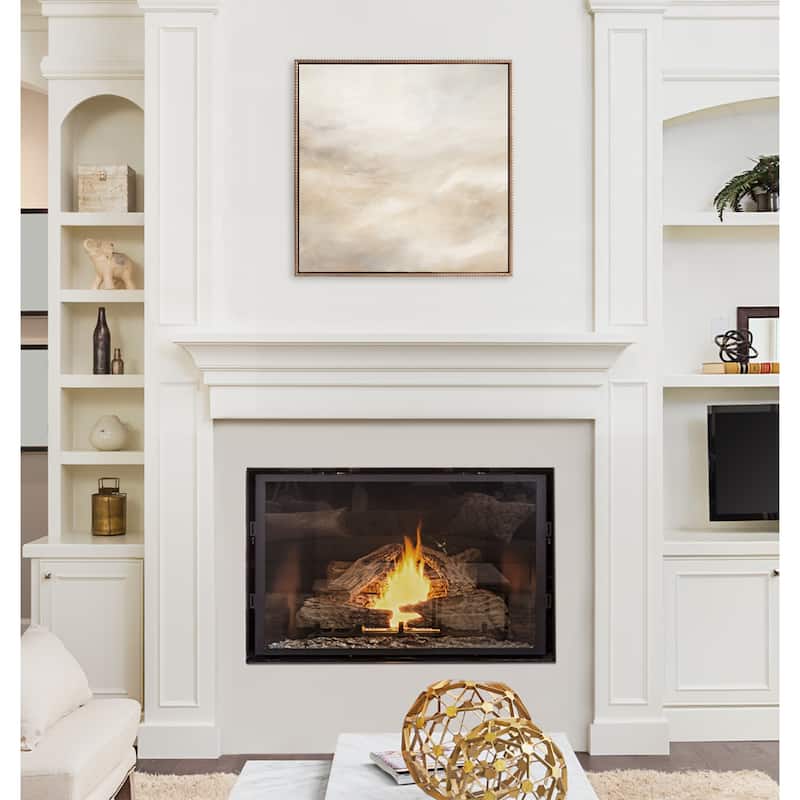 Kate and Laurel Sylvie Tonal White Beige Framed Canvas by Creative Bunch Studio