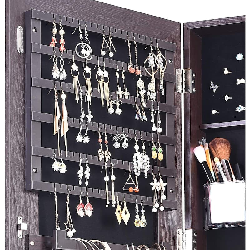Lockable Mirrored Jewelry Cabinet Armoire