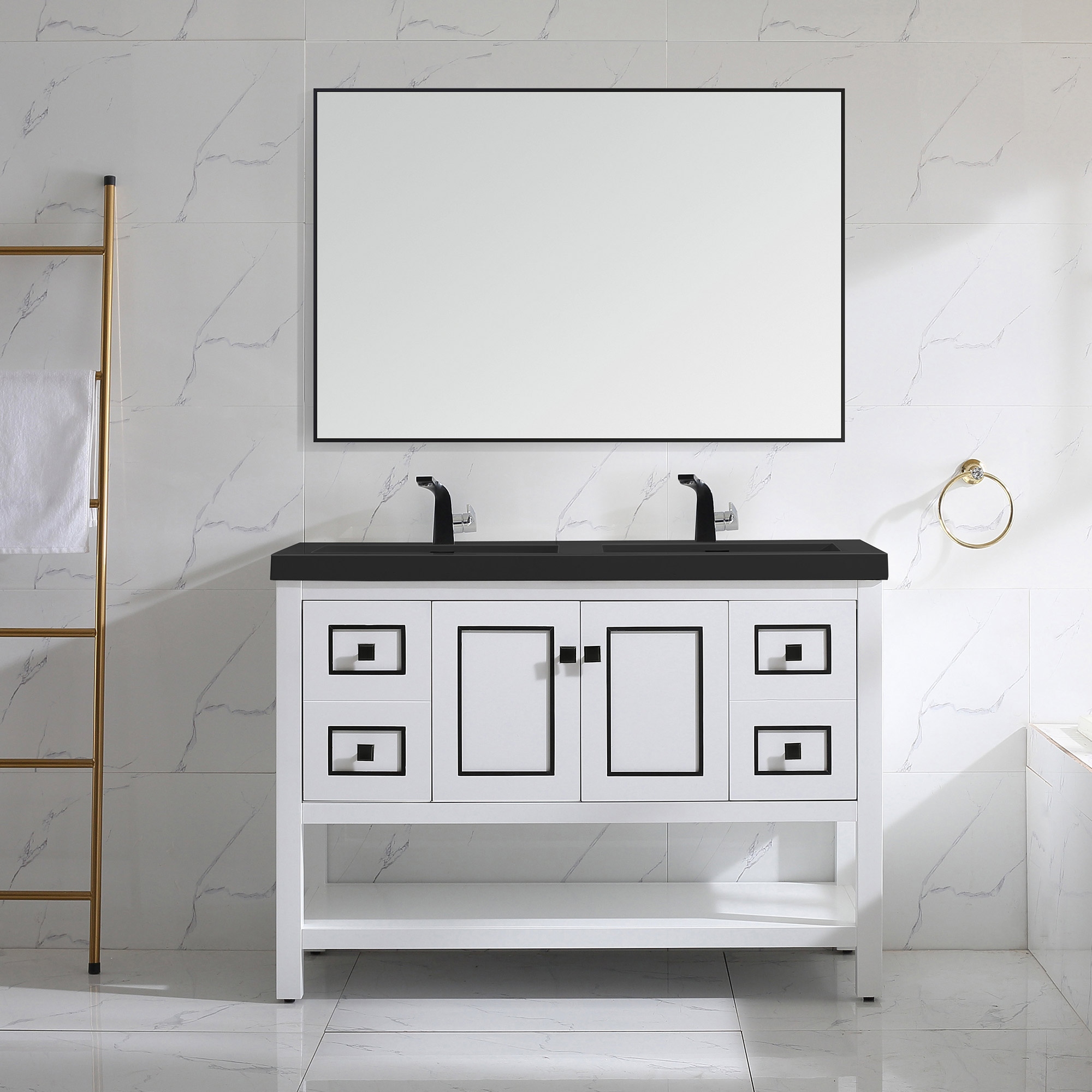 Double sink bathroom sales vanity 48 inch