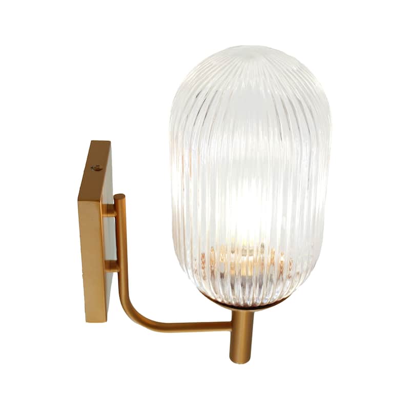 Sunny Ribbed Glass Wall Sconce with Brushed Bronze Base