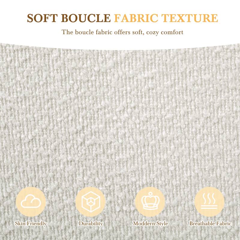Upholstered Platform Bed Boucle Fabric and Wingback Headboard
