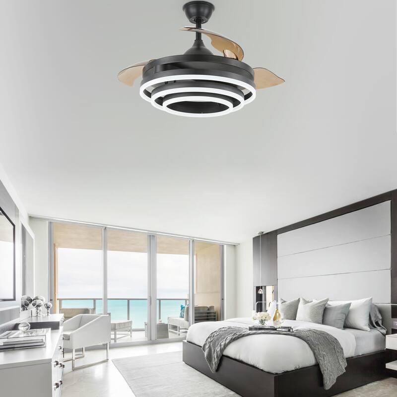 Oaks Aura 42in. DIY Shape Retractable Ceiling Fan With Lights, 6-Speed Latest DC Motor Color Changing Remote Control Ceiling Fan