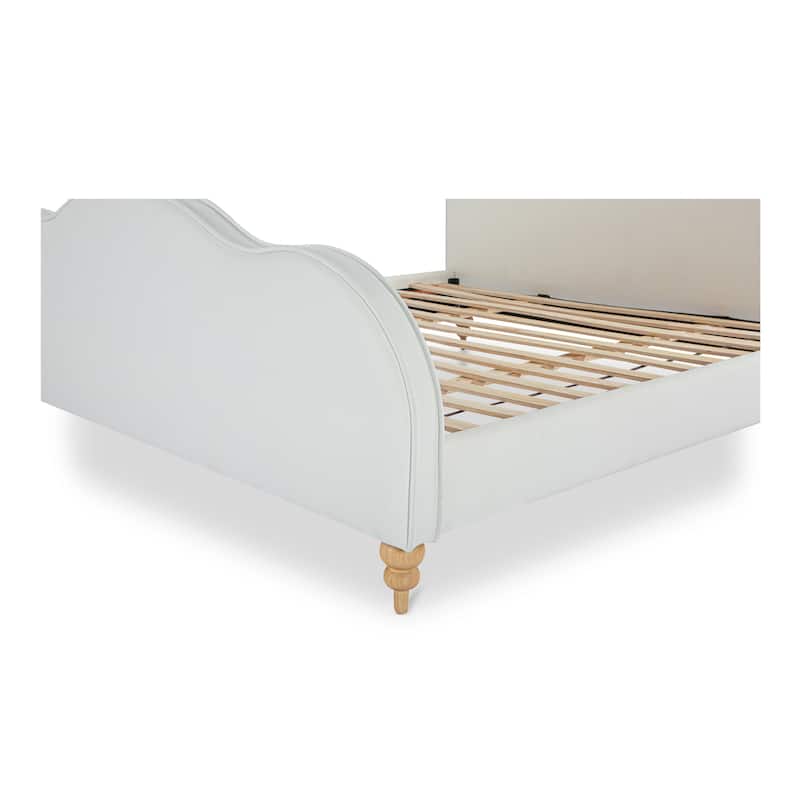 NADAAL STUDIOS Elenara Cream Upholstered King Bed with Waved Headboard and Stacked Legs