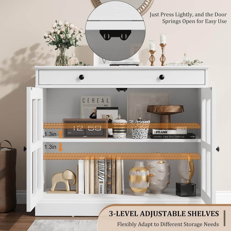 35.4" Sideboard Buffet Cabinets with Glass Door
