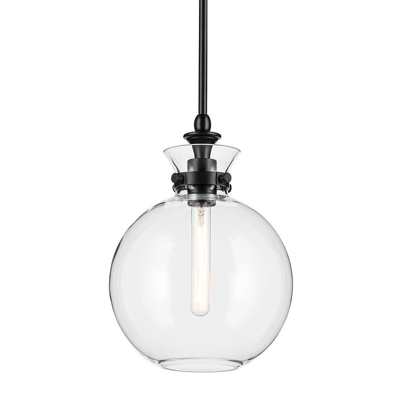 Kichler Lighting Laria 10.25 Inch 1 Light Pendant with Clear Glass in Black