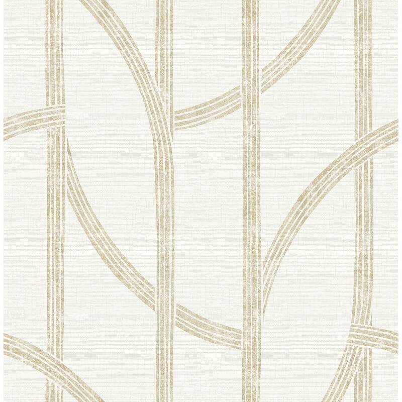 A-Street Prints Harlow Gold Curved Contours Wallpaper
