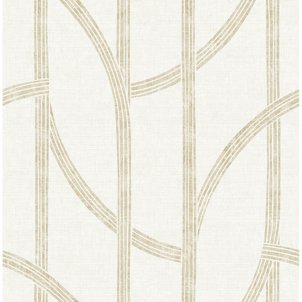 A-Street Prints Harlow Gold Curved Contours Wallpaper