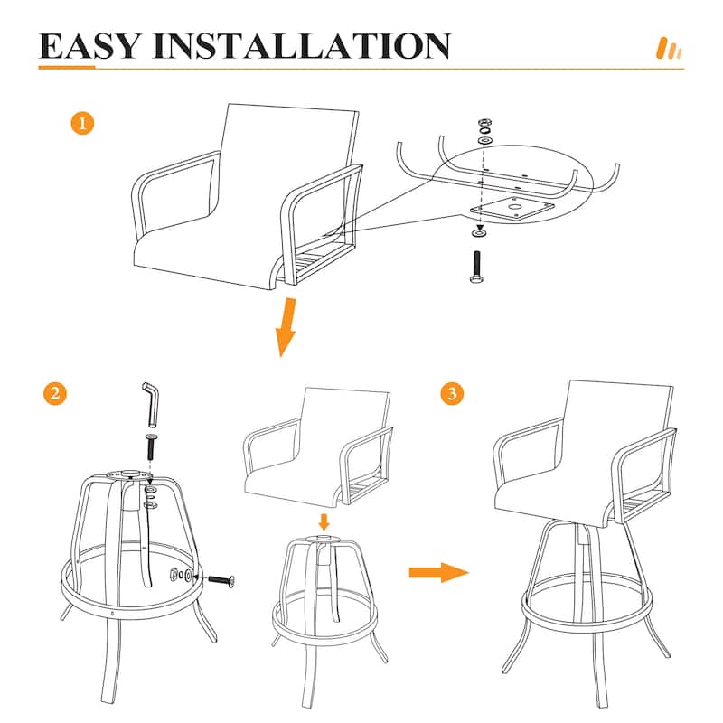 Outdoor Indoor All-weather Swivel Barstool Patio Bar Stools (Set of 2) - See Picture