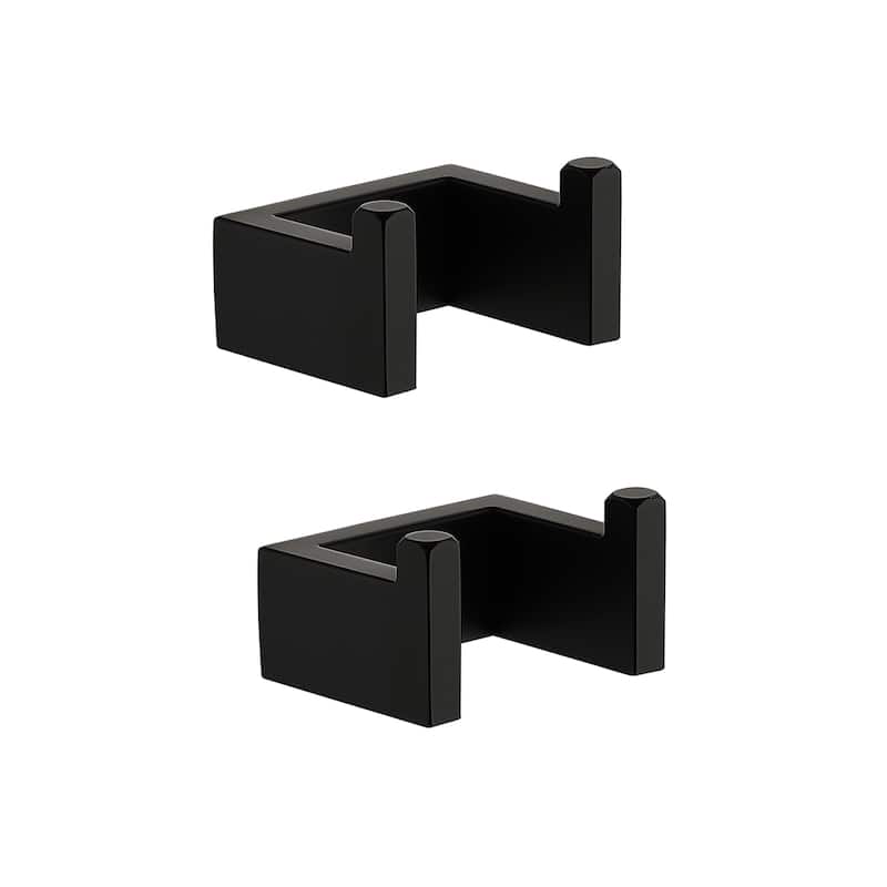 Wall Mounted Double Towel Hooks in Stainless Steel(set of 2) - Black