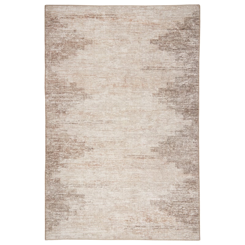 Terra by Obeetee Avalon Diamond Border Rug - Natural/Criss Cross - 2'6" x 7'6"