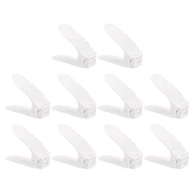 Shoe Slots Organizer 255x95x200mm Adjustable Double Layer Rack Pack of 20, White