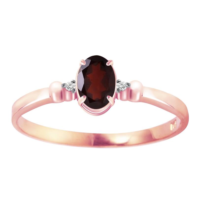 14k Solid Gold Natural Garnet Gemstone Ring w/ Diamonds 0.46 tcw - 9 - Rose