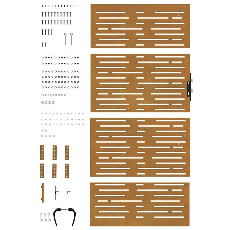 vidaXL Garden Gate 33.5x68.9" Corten Steel Square Design - 33.5 x 1.2 x 68.9"