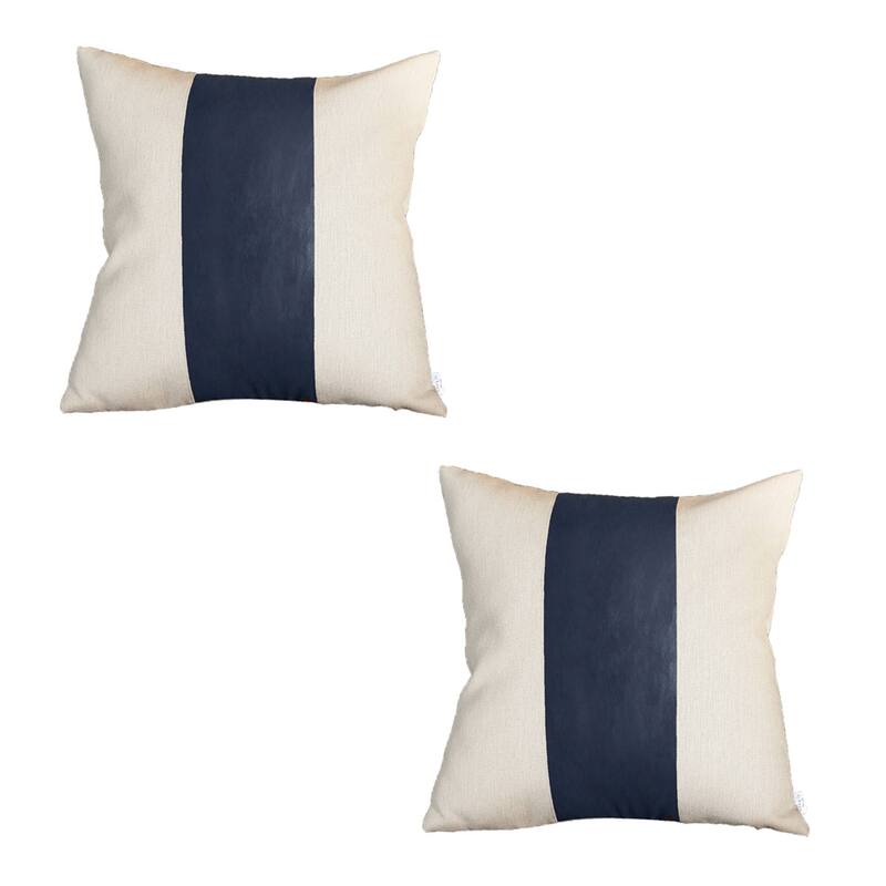 Bohemian Set of 2 Handmade Decorative Throw Pillow Vegan Faux Leather