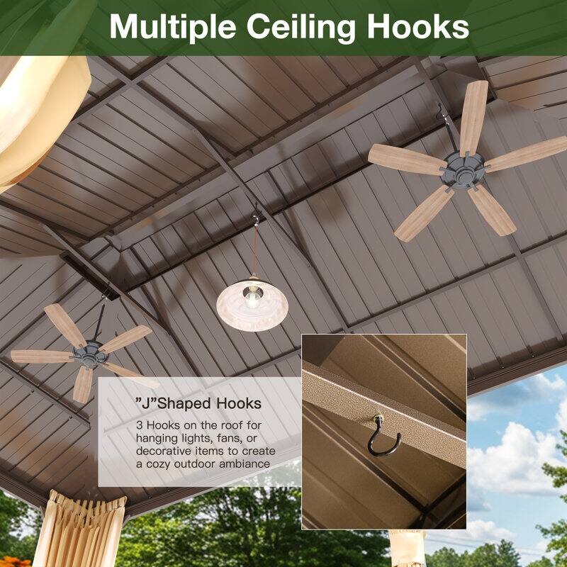 Pro Series Outdoor Hardtop Gazebo, 4.73” Extra-Thick Aluminum Columns, Galvanized Steel Roof | Premium Curtains & Netting