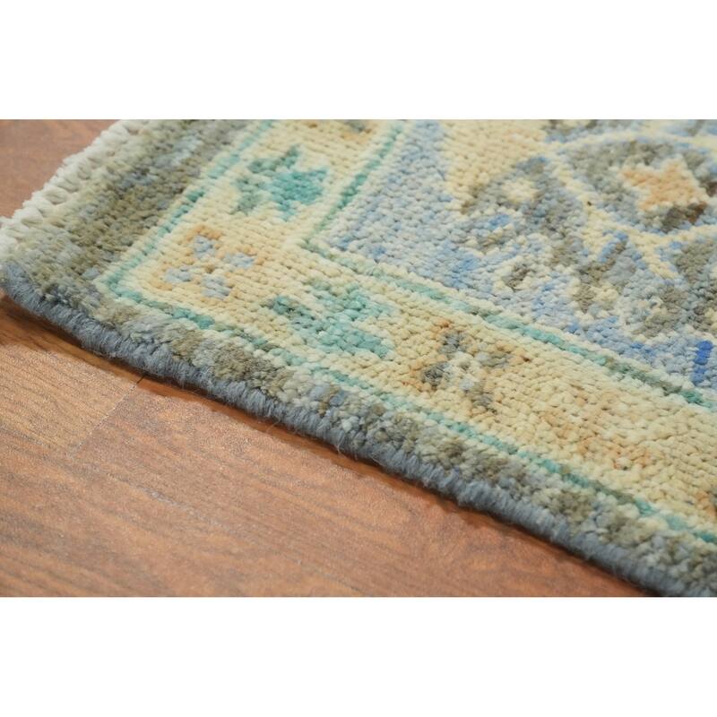 Vegetable Dye Wool Oushak Turkish Area Rug, Floral Geometric Carpet - 10' 3'' X 7' 9''