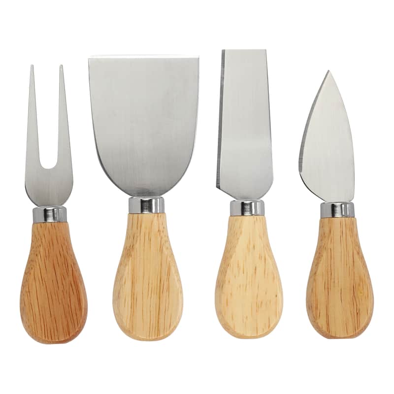 MegaChef Bamboo Charcuterie and Cheese Board with Knife Stand Attachment and 4 Piece Knife Set