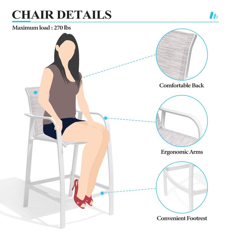 Crestlive Products Outdoor Outdoor Cast Aluminum Swivel Bar Stools with Sunbrella Cushion