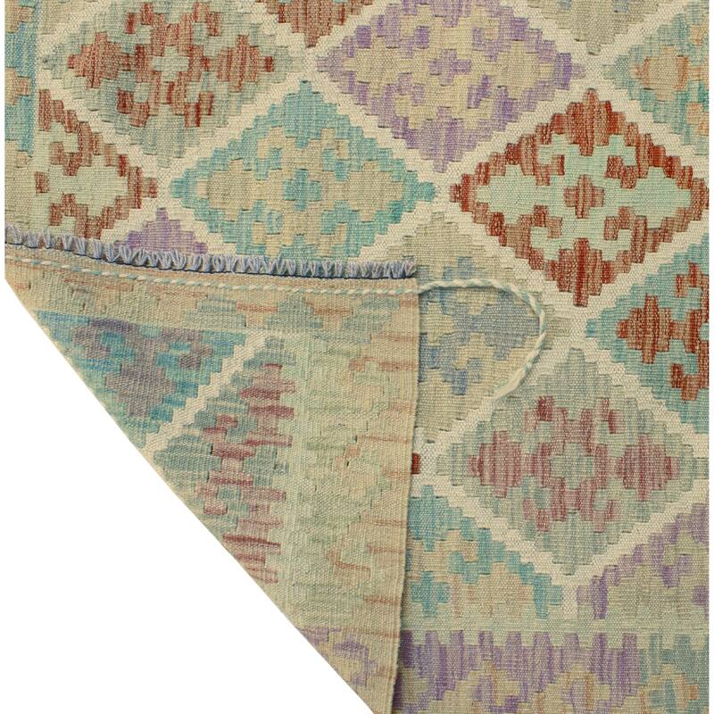 Sun Faded Flatweave Sophie Red/Green Rug - 4'11" x 6'7"