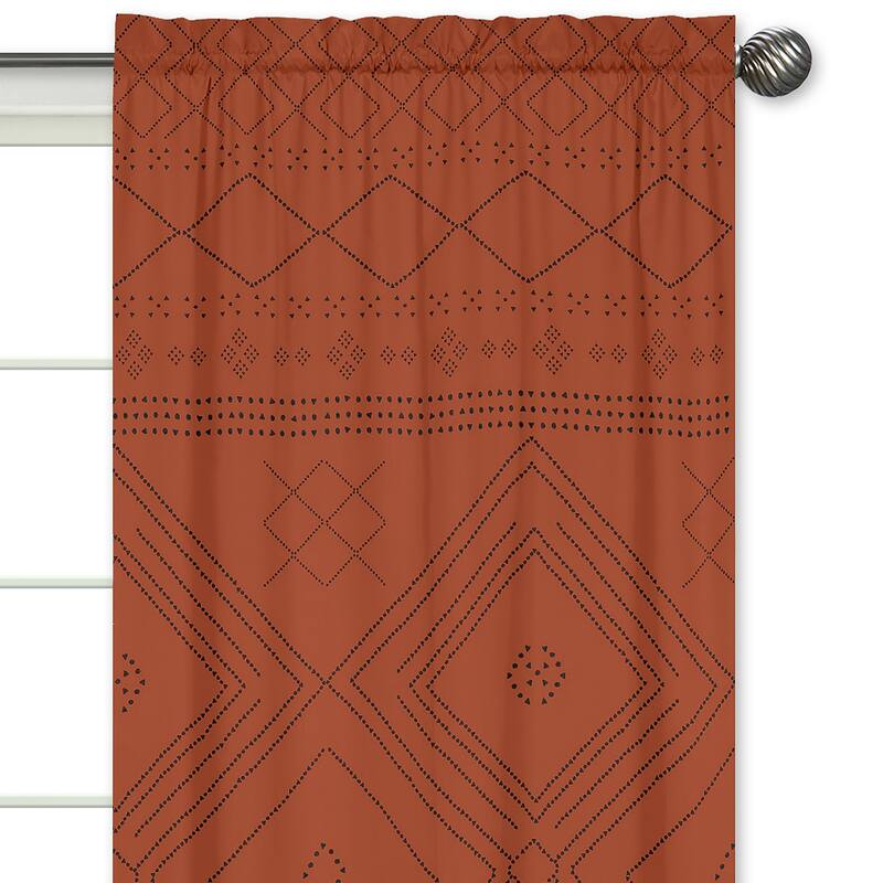 Sweet Jojo Designs Orange Boho Bohemian Tribal 84in Window Treatment Curtain Panel Pair - Rustic Woodland Southwest Urban Retro
