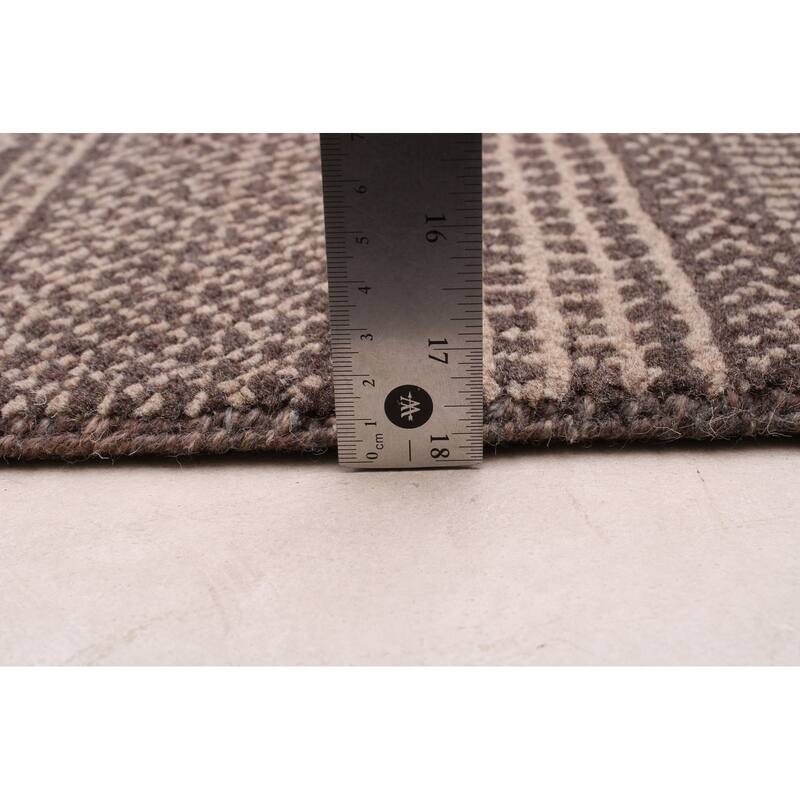 ECARPETGALLERY Hand-knotted Silk Shadow Dark Brown Wool Rug - 8'0 x 9'10