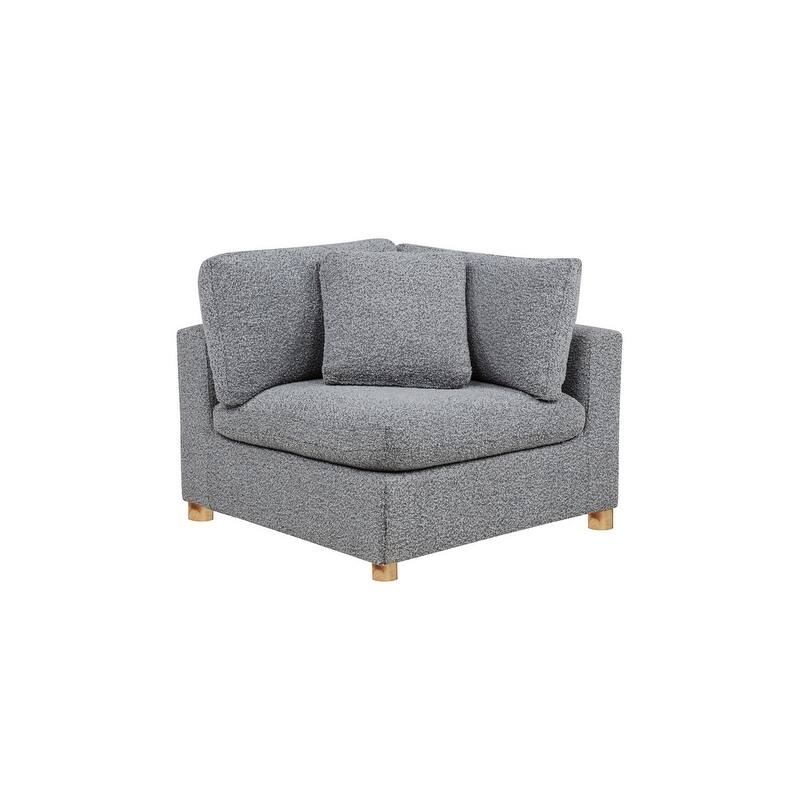 Best Quality Furniture 4-Piece Sectional Boucle Fabric - Rich Gray Corner Chair